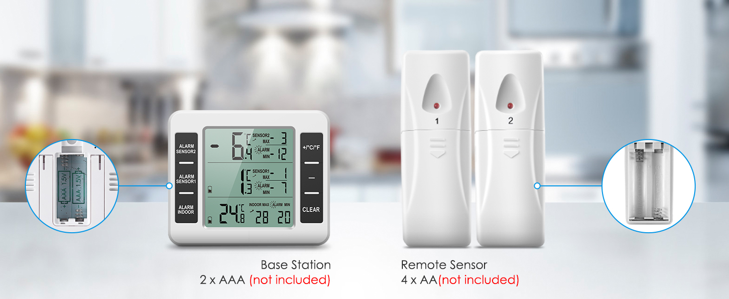 AMIR Refrigerator Thermometer, Wireless Indoor Outdoor Digital Freezer