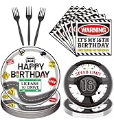 Yoyuspy Drivers License 16th Birthday Decorations for Boys - 96pcs Drivers License Paper Disposab...