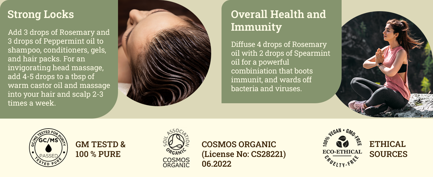Rosemary Essential Oil Cosmos Certified Organic 100% Pure Spanish Therapeutic Grade for Aromatherapy