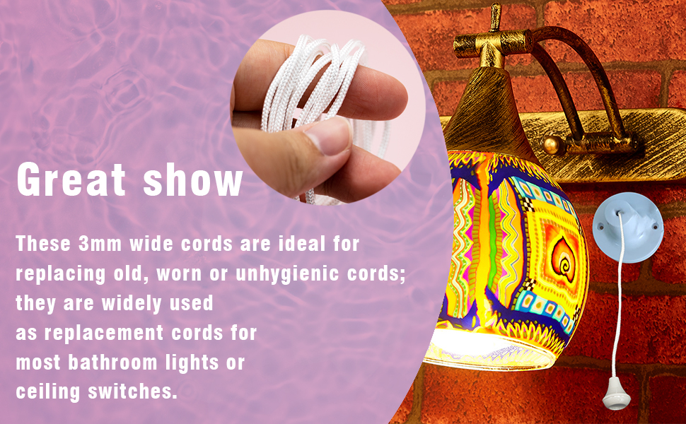 SZXMDKH 4pcs White Light Pull Cord String with Connector for Ceiling