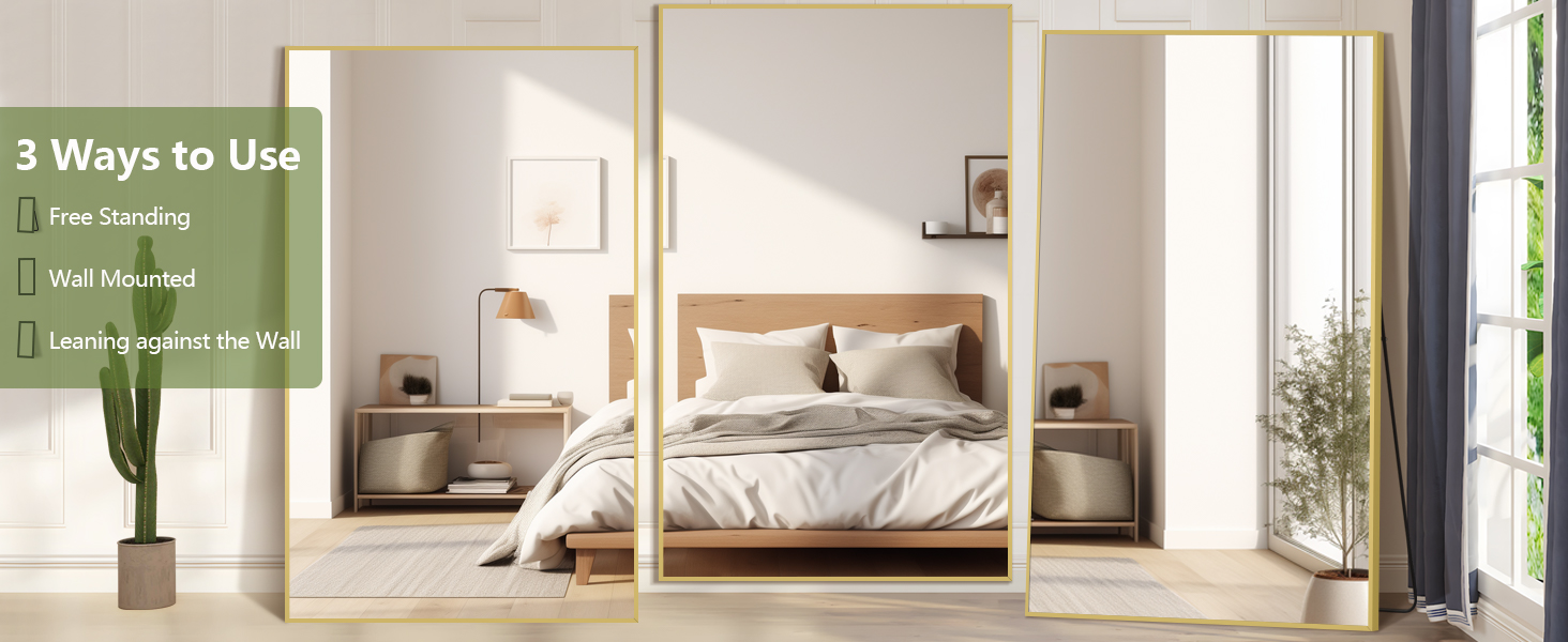 MELOMOIR Oversized Floor Mirror Freestanding Gold Mirror