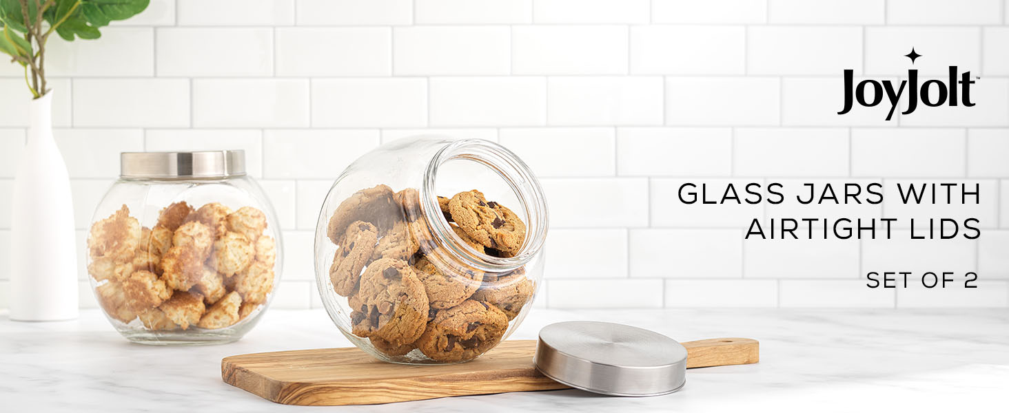 JoyJolt AllSides Cookie Jar. Set of 2 Cookie Jars for