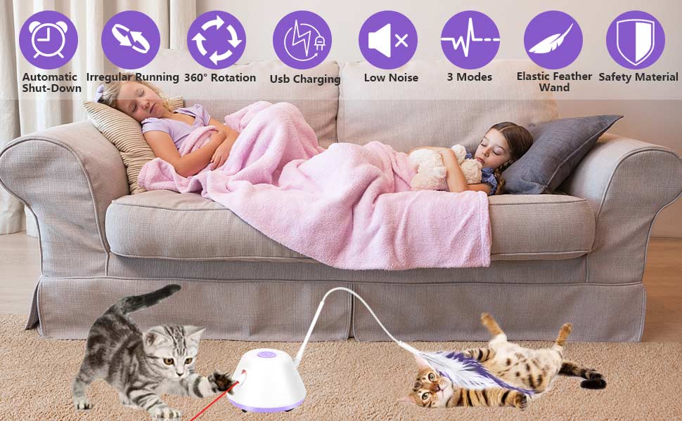 Cat Toy, Interactive Cat Toys for Indoor Cats Exercise, Automated Cat Light Toy with Light and