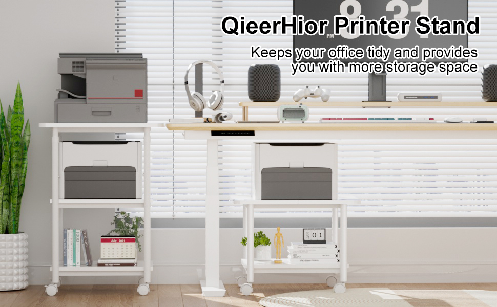 QieerHior Printer Stand 3Tier Large Printer Table for 3D Printers, Desktop Printers