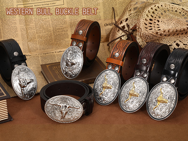XZQTIVE Western Leather Belt for Men Women Cowgirl Cowboy
