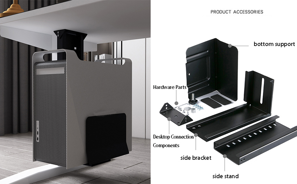 ybaymy Under Desk PC Mount Adjustable Height and Width Computer Tower