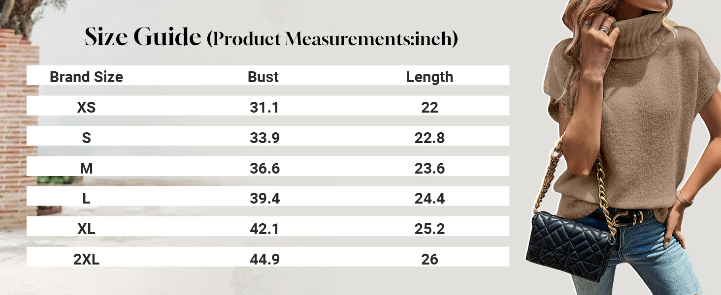 Women's Turtleneck Cap Sleeve Sweater Vest Pullover Knitted Top Loose Oversized Knitwear