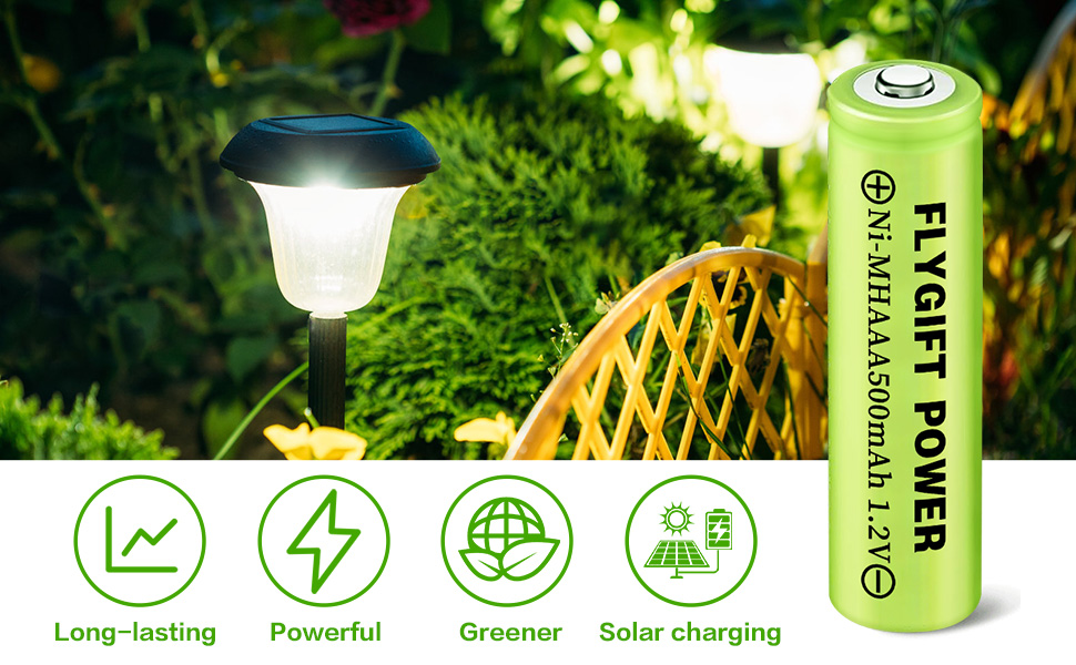 FlyGift Rechargeable AAA Batteries 500mAh, 1.2V NiMH