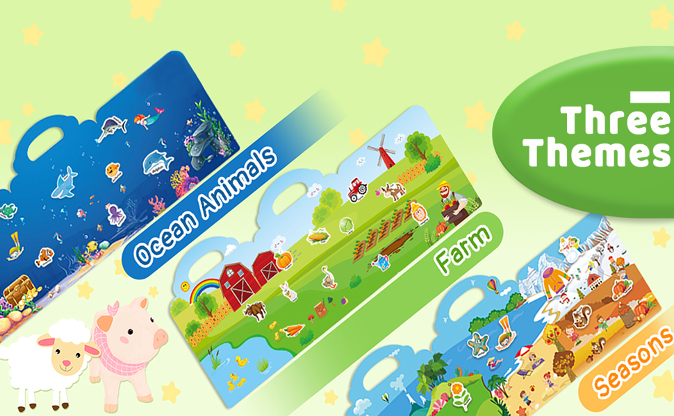 DMG Reusable Sticker Book for Kids 24, Fun Travel Stickers for Kid