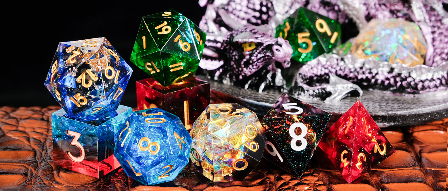 Cttasty DND Dice Set Resin Sharp Edge Dice Set Handmade