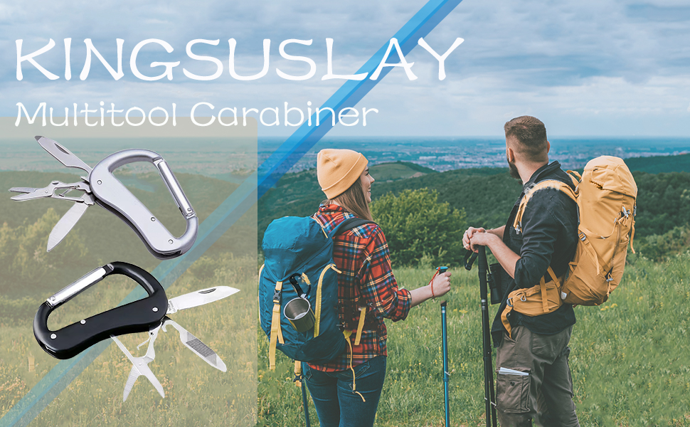 KINGSUSLAY Multitool Carabiner with Pocket Knife, Bottle