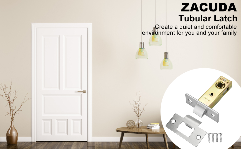 ZACUDA 5 Pcs Tubular Latch Tubular Mortice Latch 45 mm Lubricant Rebate 2.5Inch Tubular Door