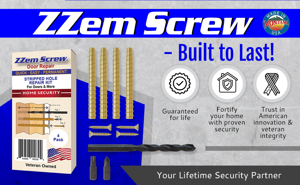 ZZem Screw 4pk 9x3"Permanent Door Hinge Repair Kit Easy Stripped