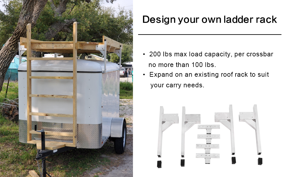 Riwful Adjustable Aluminum Roof Ladder Rack Bracket Kit Fit for