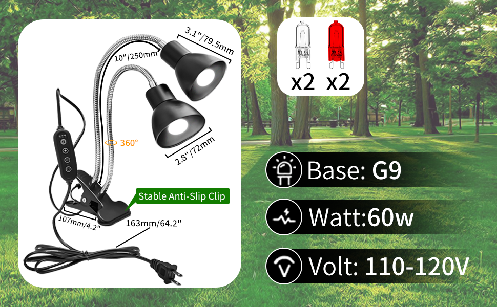 lámpara para tortugas de agua  Turtle Heating Light UVA/UVB Reptile Light Reptile basking light