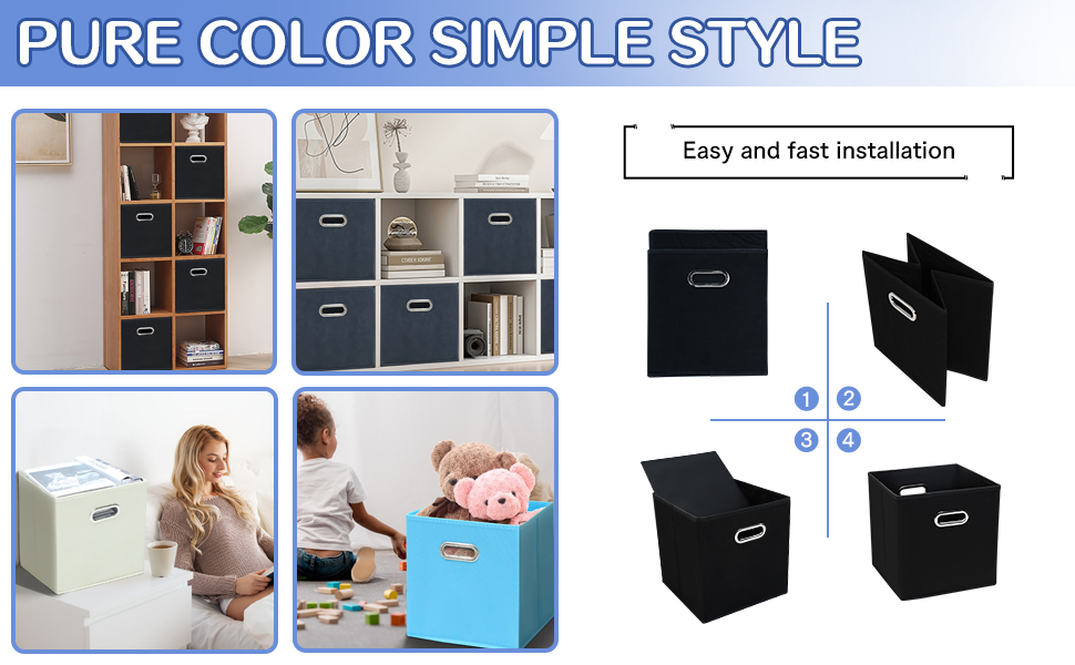 SEVENDOME Fabric Storage Bins，13 Inch Cube Organizer Bins