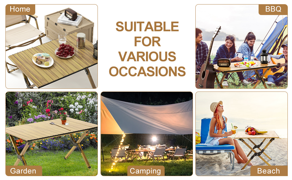 Camping Table, Folding Aluminum Picnic Table, Folding RollUp Camping