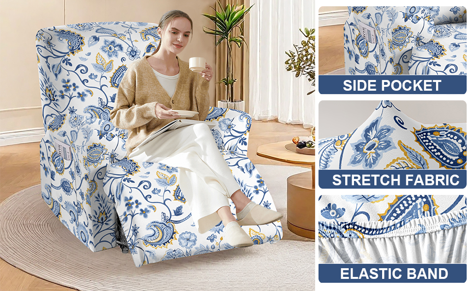 CRFATOP Printed Recliner Slipcover Stretch Reclining Chair