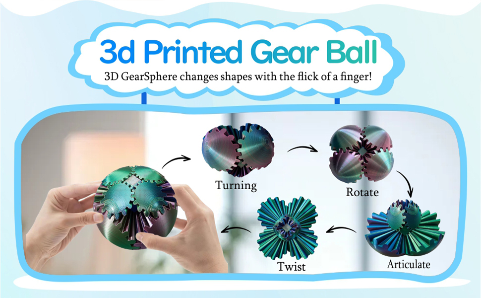 3D Printed Gear Ball Spin Ball Cube Fidget Toy