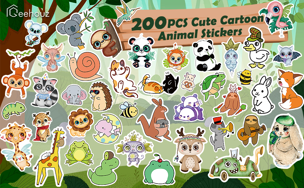 200 PCS Cute Cartoon Animal Stickers
