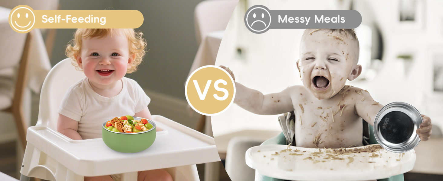 Encourage self-feeding. No more messy meals.