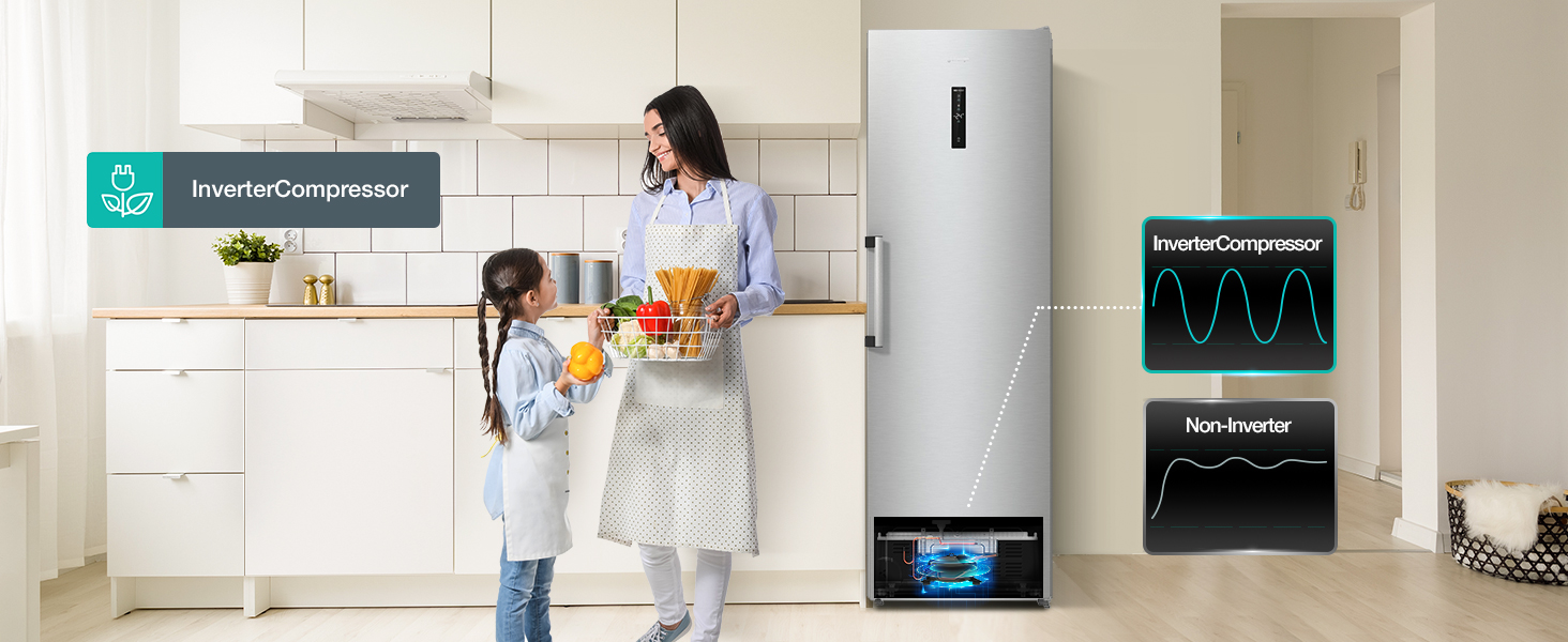 Congelator Gorenje, 280L, No Frost, Clasa D, Inverter Compressor, Fast Freeze, LED Display, Argentiu, FN 619 DAXL6 20 f