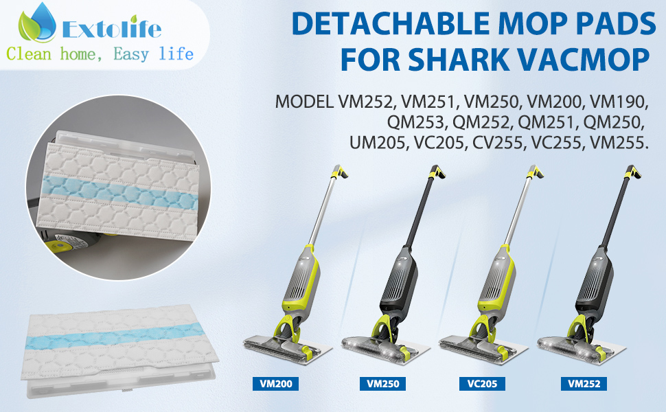 Extolife Replacement Pads for Shark Vacmop Hard Floor