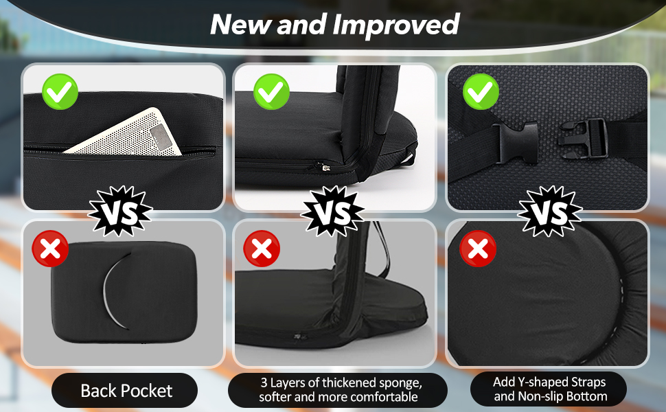 Stadium Seats with Back Support, Folding Bleacher Seat with