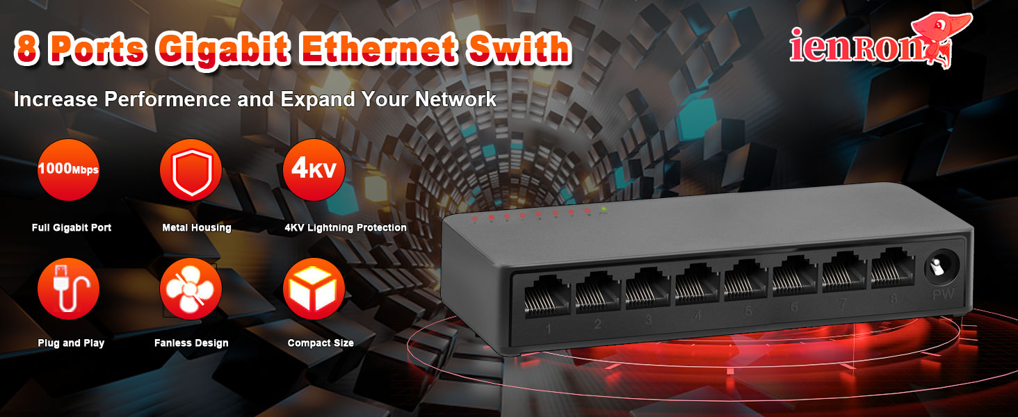 8 Ports Gigabit Ethernet Switch
