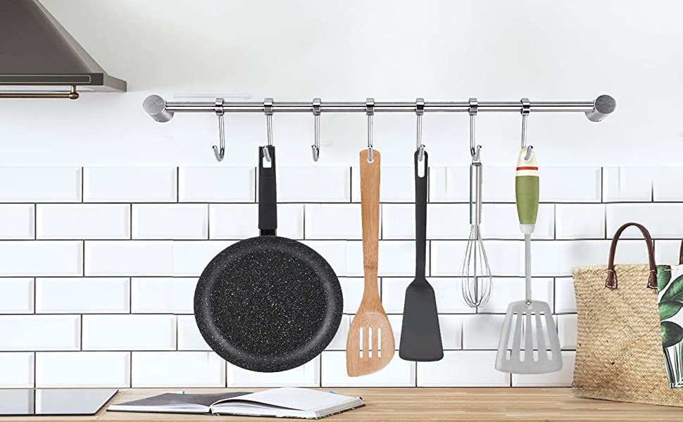 LISSUDA Kitchen Utensil Rack Kitchen Rail Hanging Utensil Holder Wall