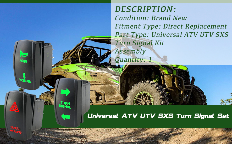 MHAEDWV Universal ATV UTV SXS Turn Signal Kit Turn Signal