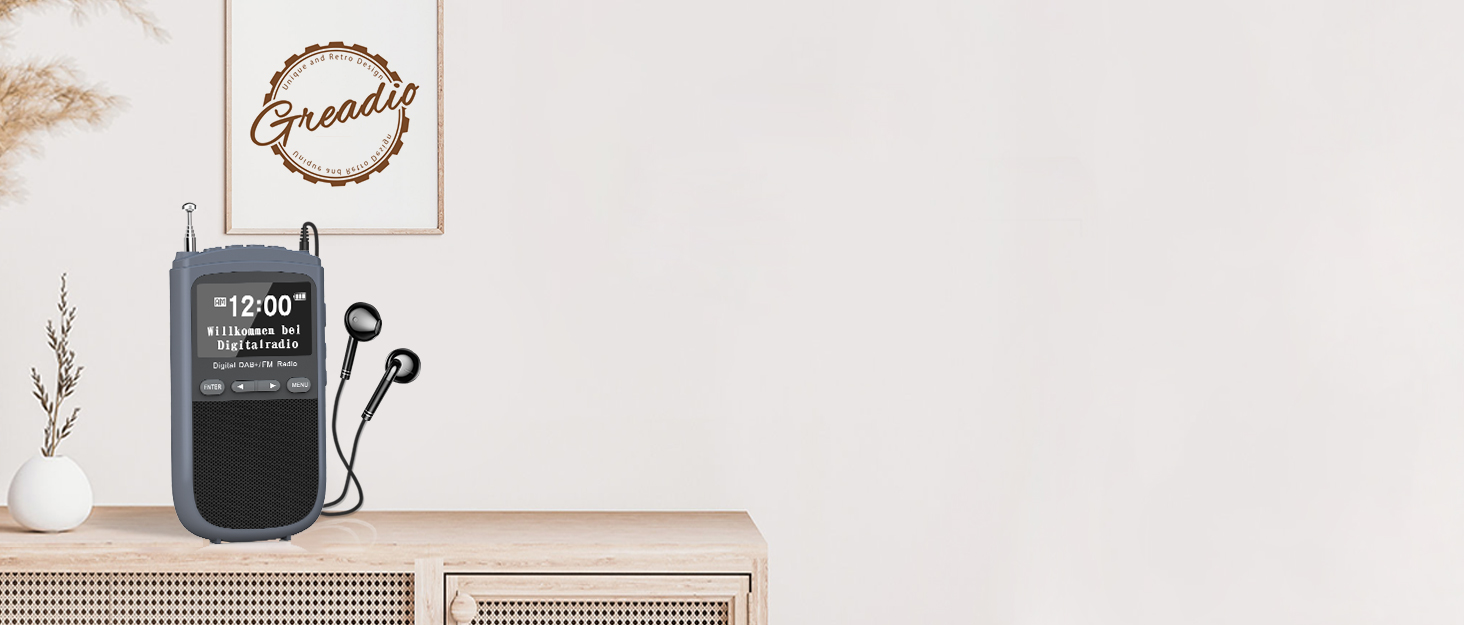 Greadio Portable DAB Plus Radio Small, FM Radio with 1000 mAh