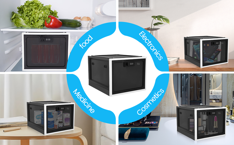 Lockable Box, Lockable Storage Box with Lock, Lock Box for Refrigerator