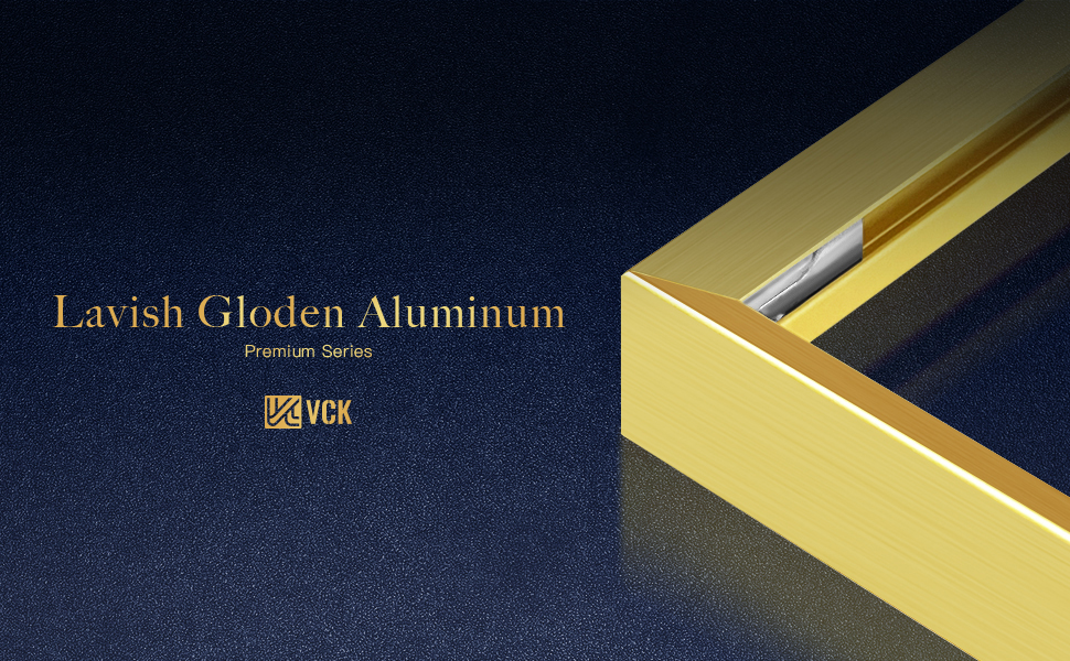 VCK 5x7 Gold Picture Frames, Aluminum Metal Photo Frame with Real Glass , For 4x6