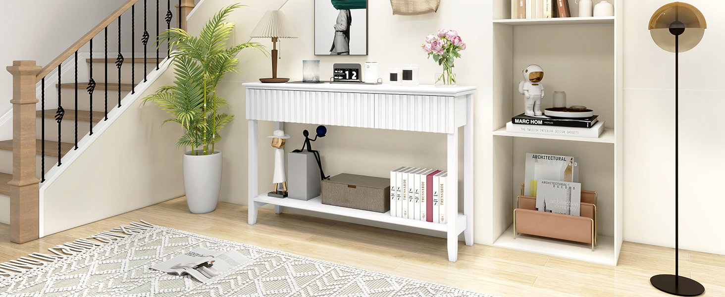 LAZZO Painted Entryway Console Table Wood 3Drawer Sofa
