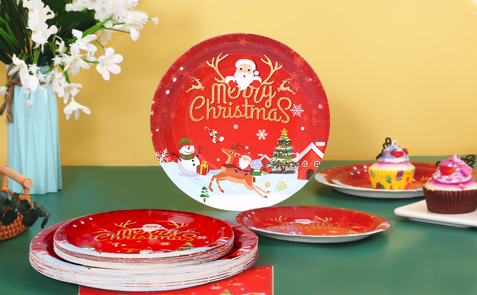 christmas decorations plates and cups