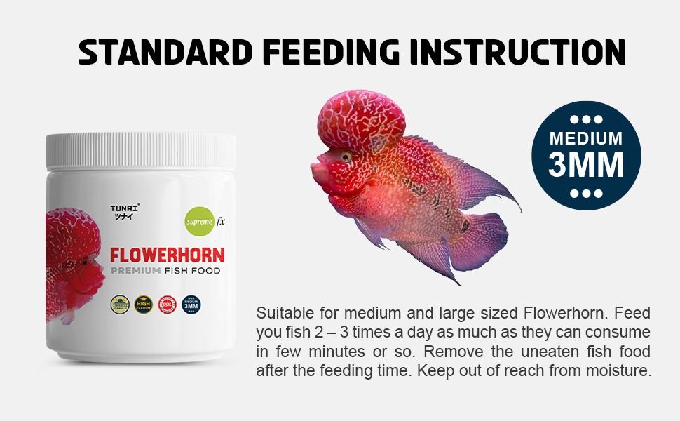 Tunai Premium Fish Food for Flowerhorn 55 Protein Formulated
