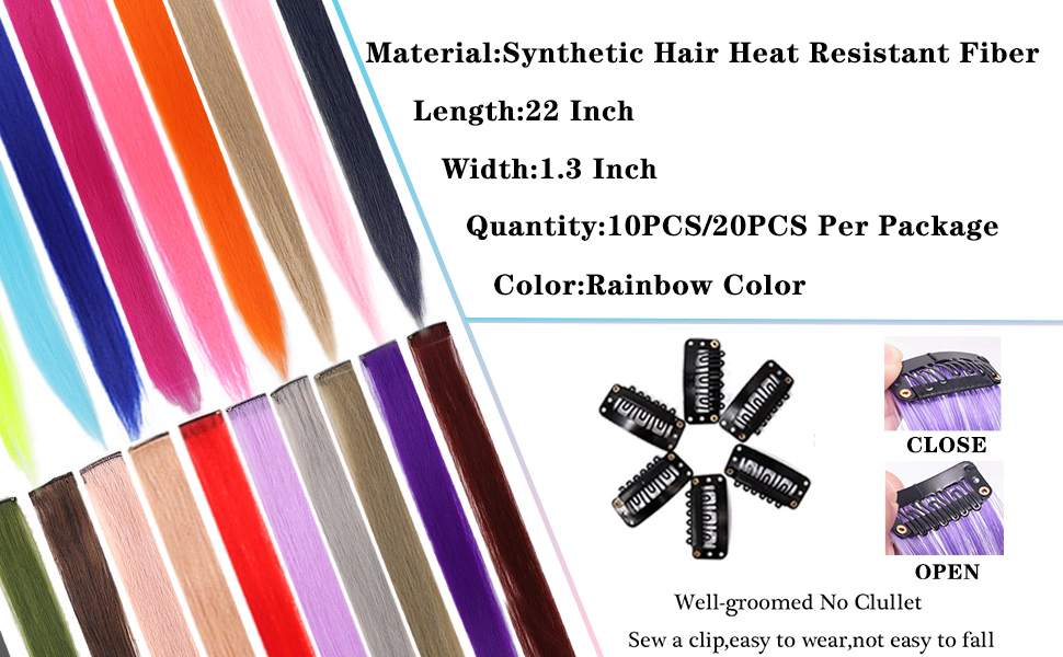 Eastsecret 10 pcs colored clip in hair extensions 22 inch