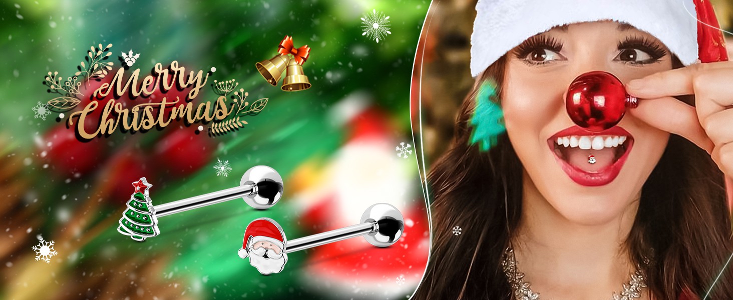 Christmas tongue rings