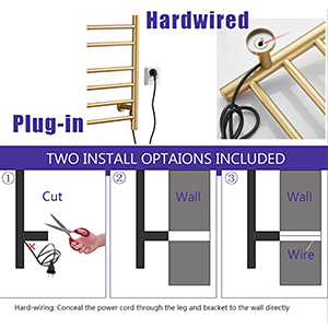 Radiateur Sèche-Serviette Électrique, Chauffe-Serviettes À 7 Barres Doré Avec Étagère Supérieure, Porte-Serviettes Chauffant En Fibre De Carbone En Mural, 72x45x25 Cm (Plug In) 14 1