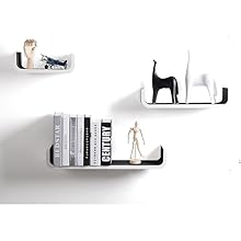 WOLTU Set Di 3 Mensole Da Muro Pensile Legno Scaffale A Parete Libreria CD Libri Bianco 14 RG9273