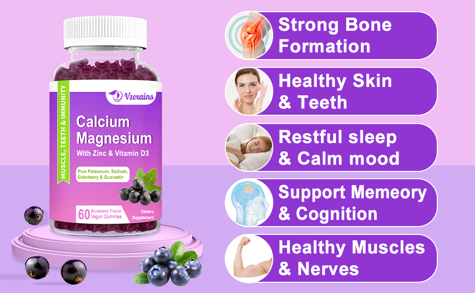 High Absorption Calcium Magnesium Zinc Gummies, Sugar Free