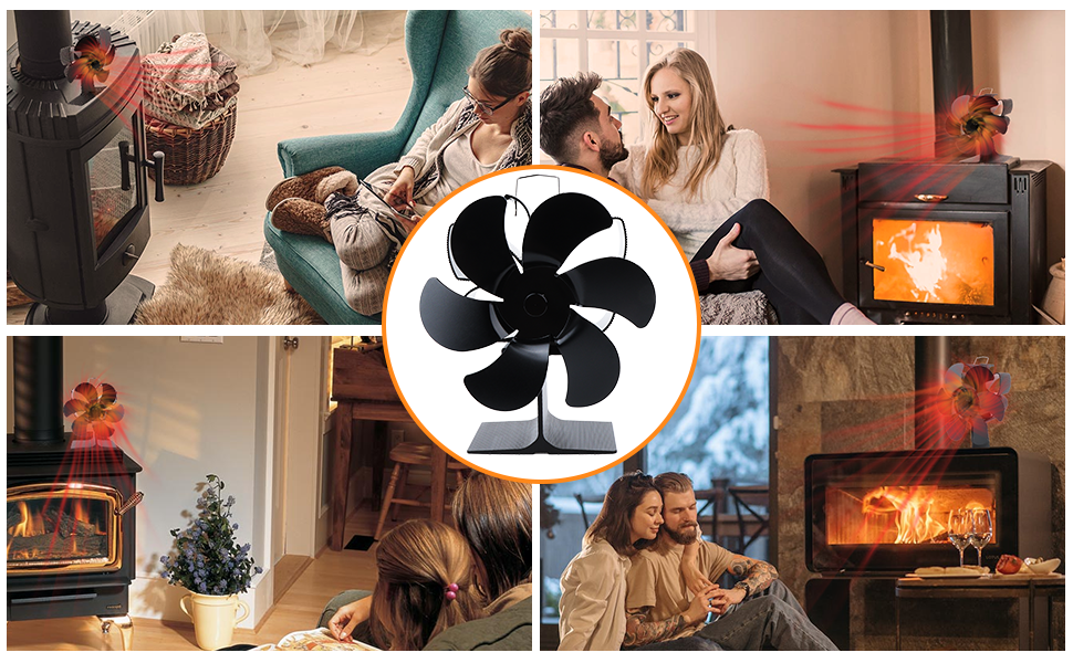 Upgrade 6 Blade Log Burner Fan Silent Woodburner Stove Fan Efficient