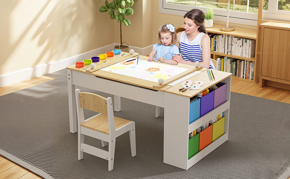 MODCART 3in1 Kids Art Table and Easel Chair Set with