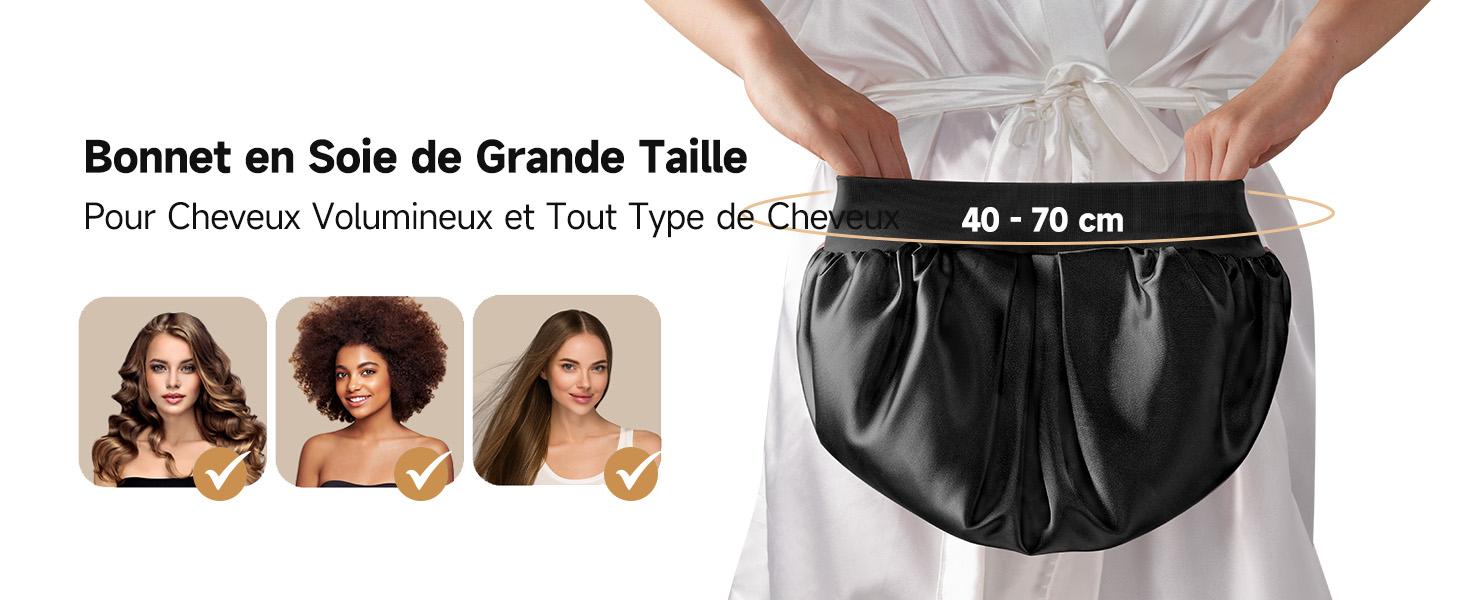 bonnet soie cheveux nuit