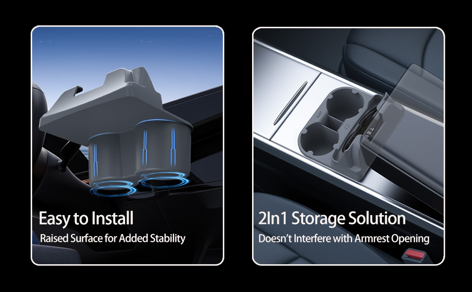 BJBT for Tesla Model Y Model 3 Cup Holder Insert, 2 in 1