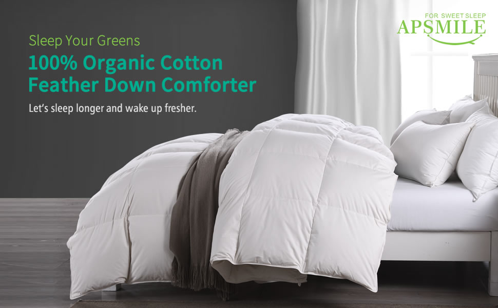 APSMILE Feather Down Comforter Full/Queen Size Organic