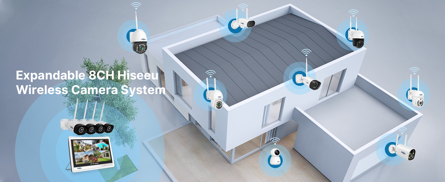 【3MP+3TB Hard Drive】Hiseeu Wireless Security Camera System with 12