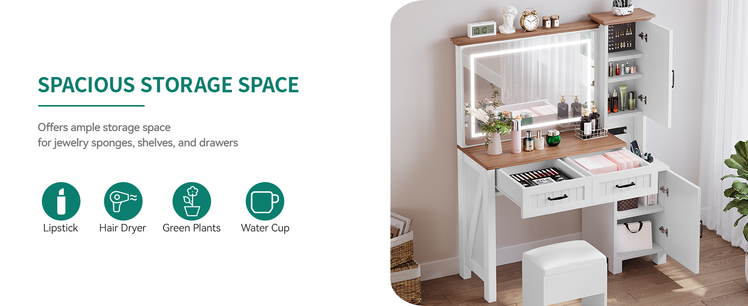 YITAHOME Vanity Desk with Mirror, Makeup Desk with Charging