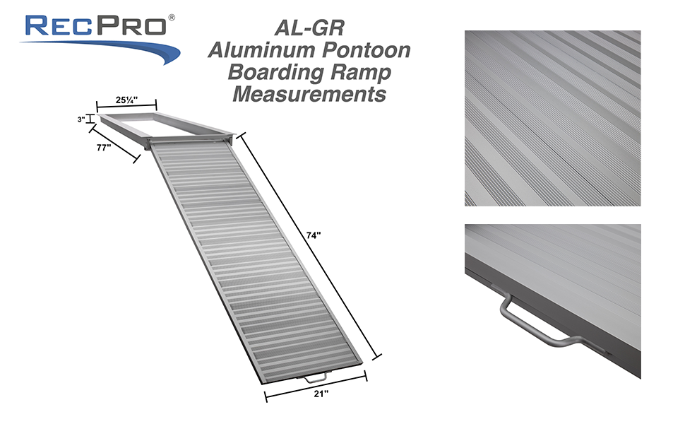 RecPro Pontoon Boat Aluminum Loading Ramp for Shore and
